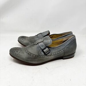 Latigo Gray Leather Monk‎ Strap Wingtip Loafer Women's 9.5M Dark Academia Flats